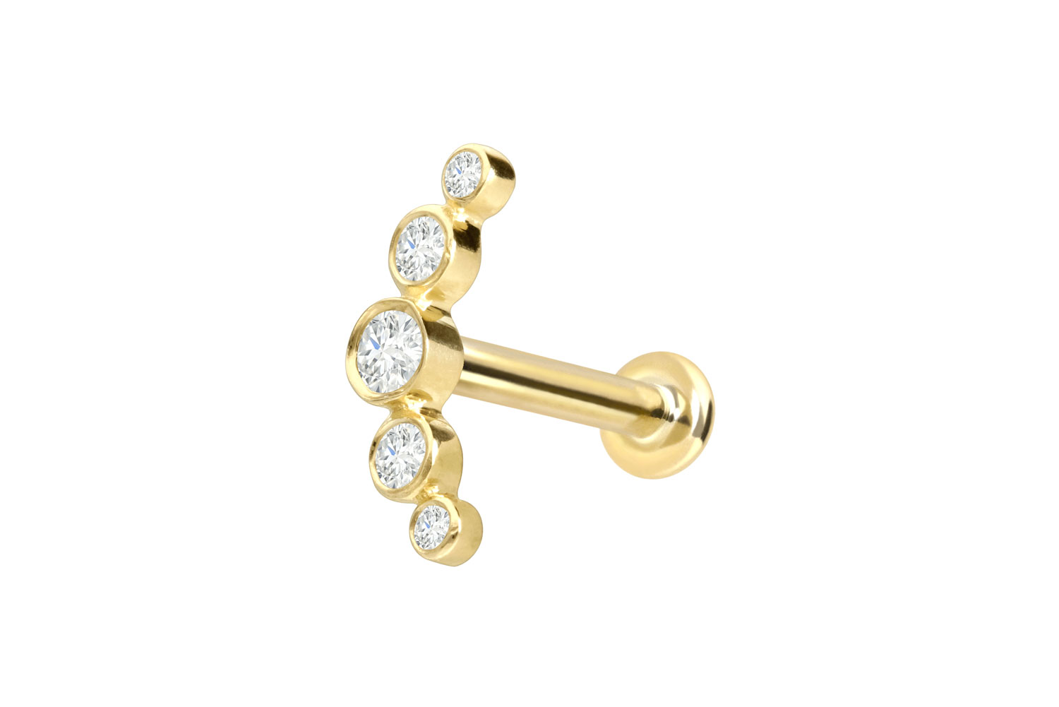 18 Karat Gold Labret Piercing mit Innengewinde DIAMANT-BOGEN